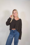 V-Neck Cropped Sweater