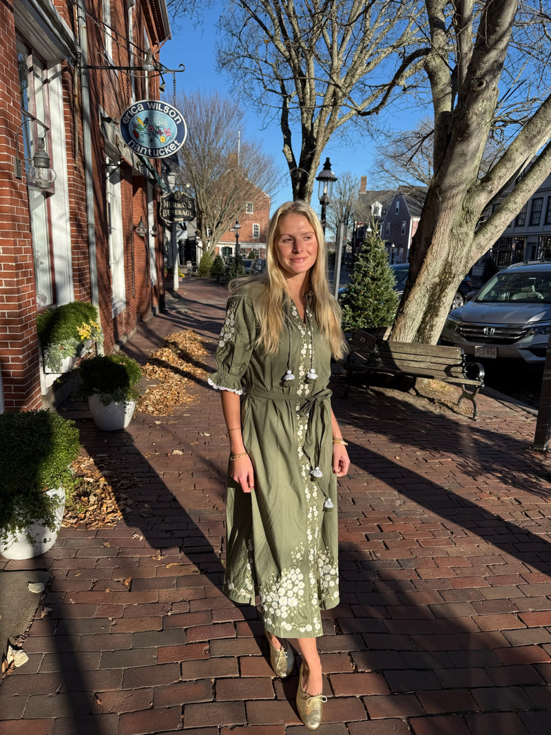 petra midi dress Erica Wilson Petra Midi Dress Hulbert Navy Cream / XL