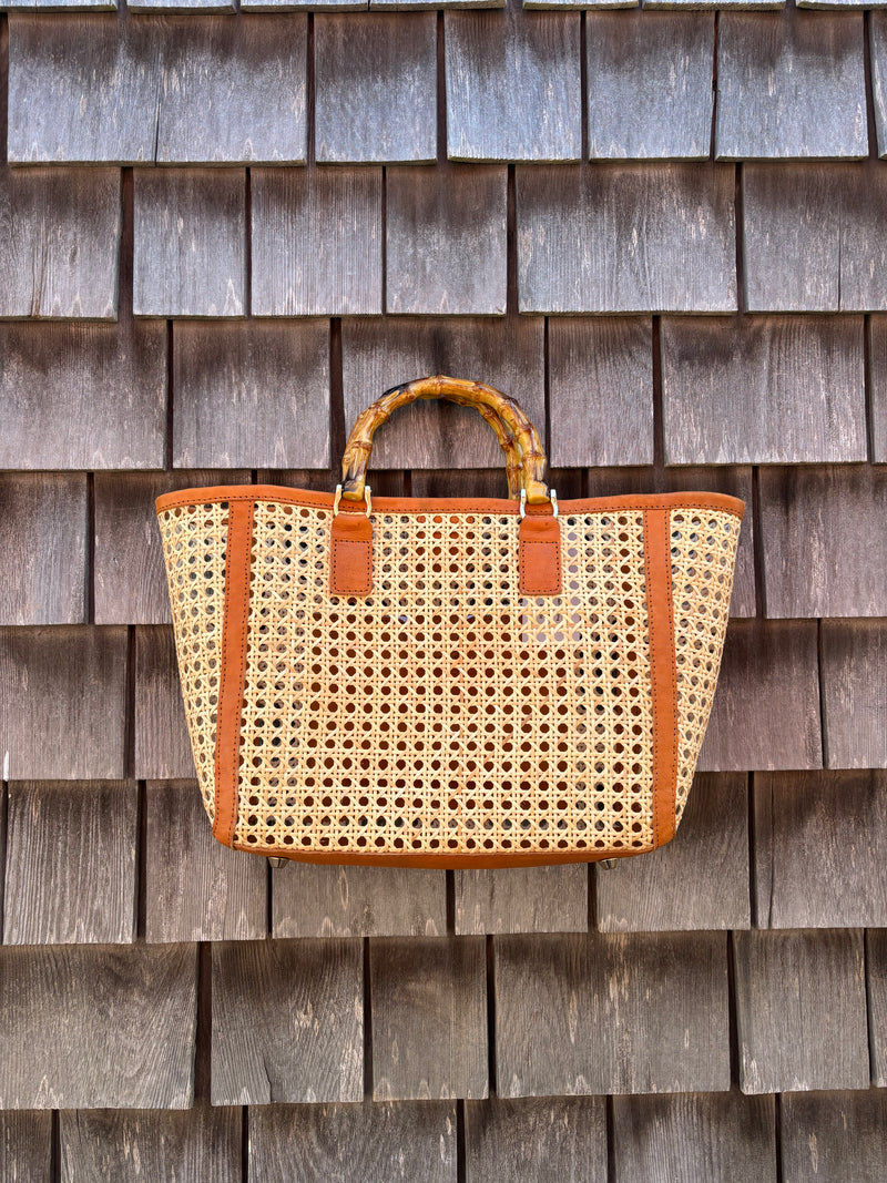 Erica Wilson Bristol Bamboo Handle Self Finishing Needlepoint Basket Erica Wilson Bristol Bamboo Handle Self Finishing Needlepoint Basket