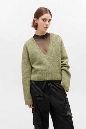 Brushed Mohair Mix Deep V-neck