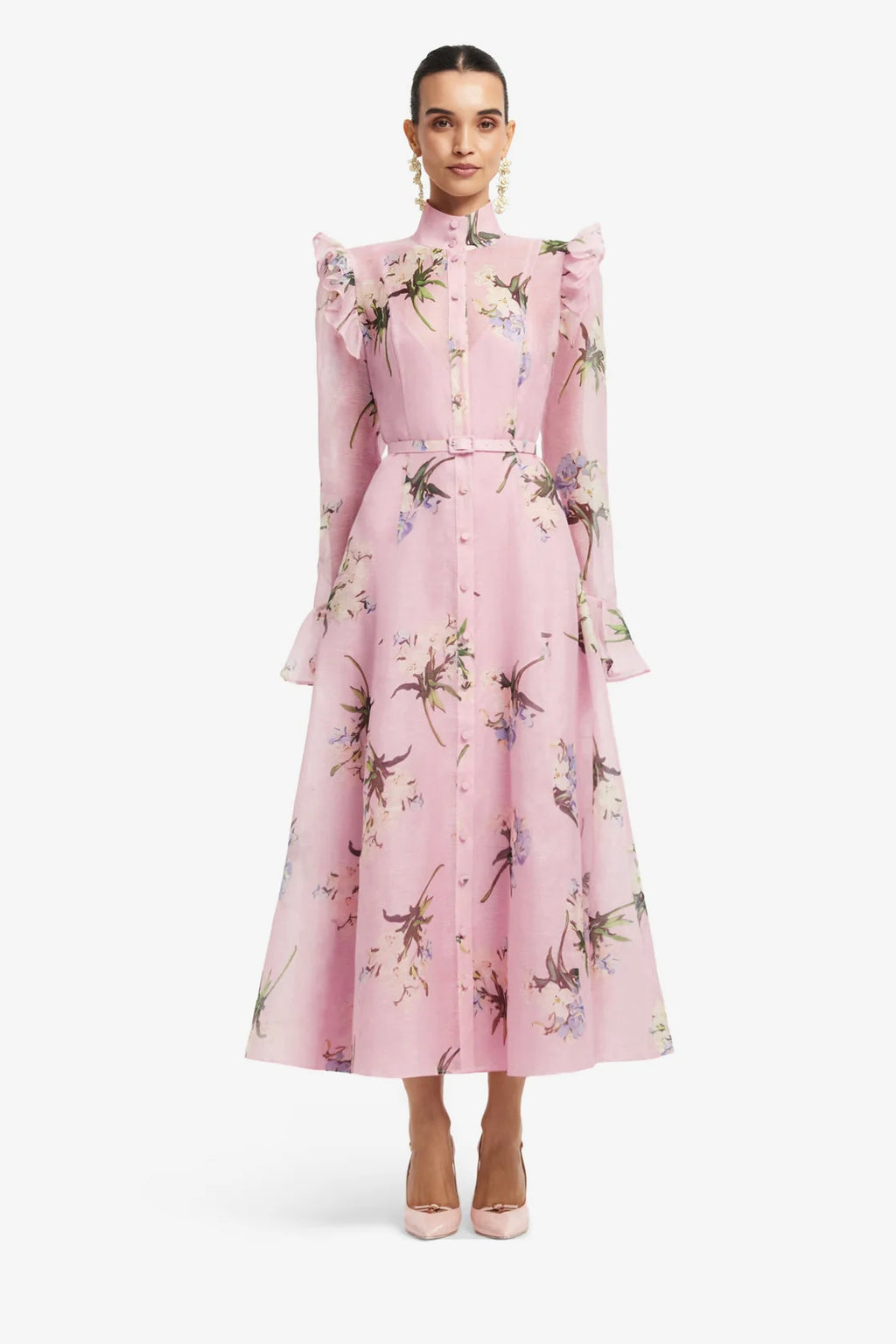katrina pink dress Katrina Mesh Midi Dress Retrofete