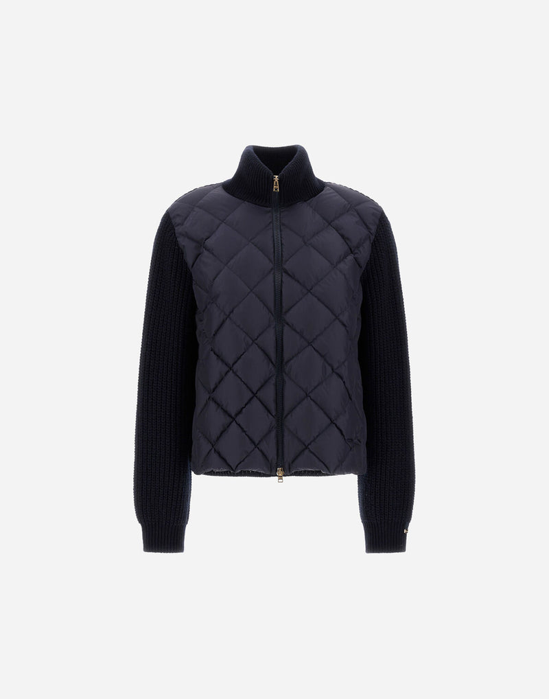 Wool and Nylon Diamond Quilted Cardigan