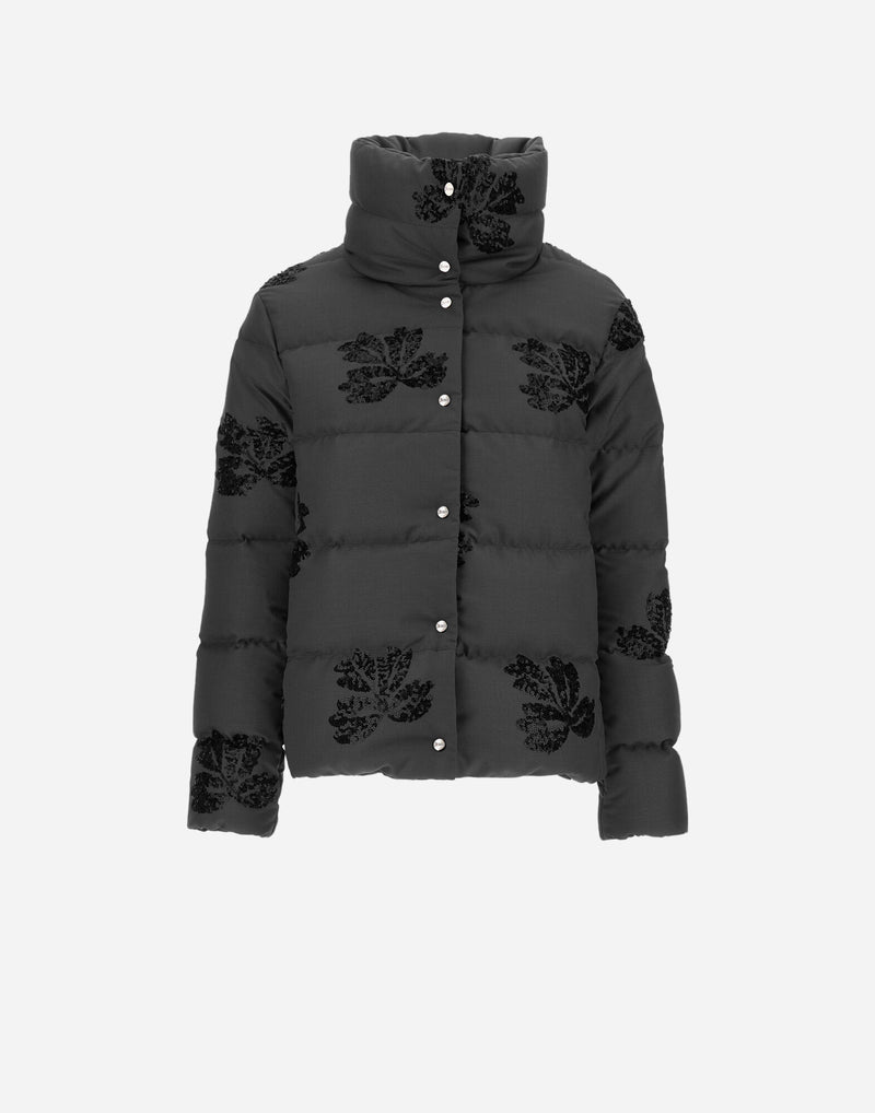 Flannel with Sequin Applique Short Puffer