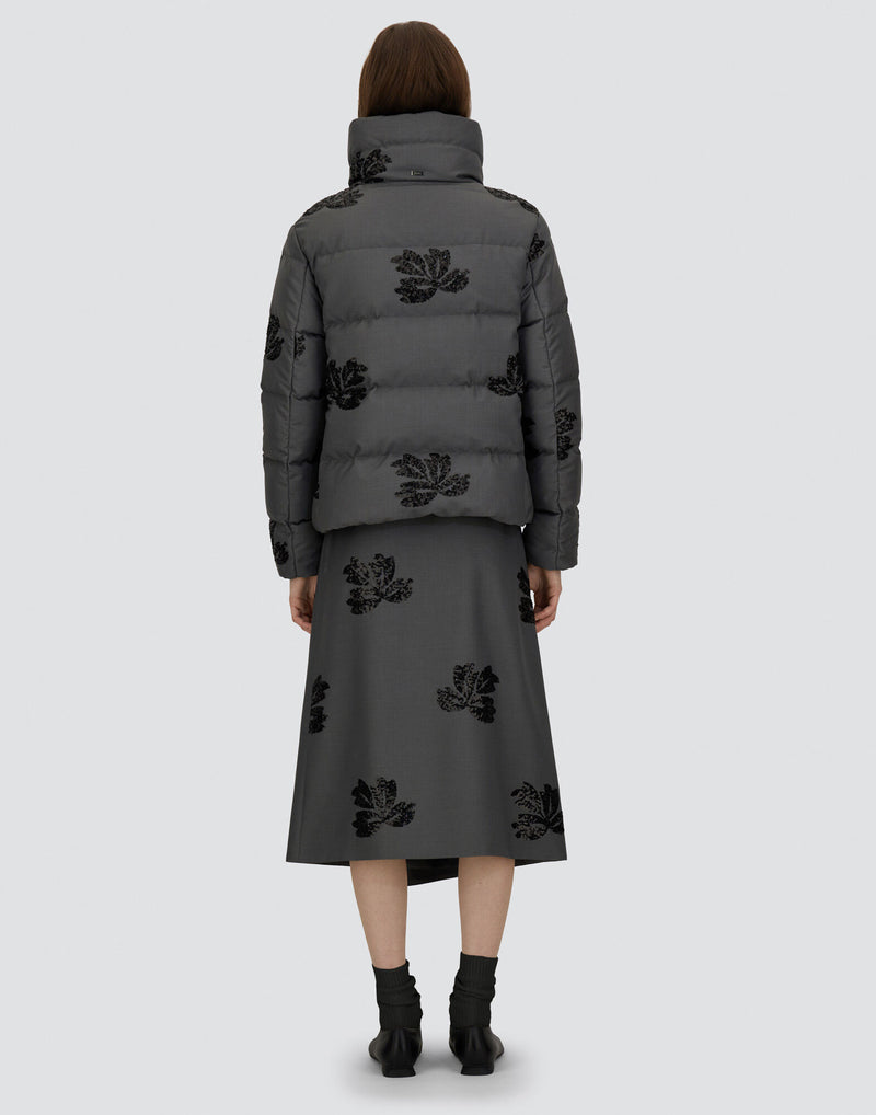 Flannel with Sequin Applique Short Puffer