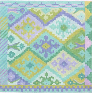 Kilim Square with Stepped Diamonds Caribbean Blue