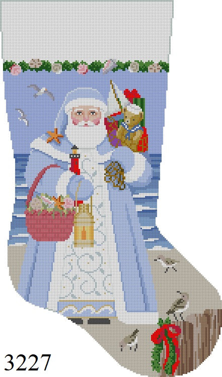 Nautical Santa Blue Stocking