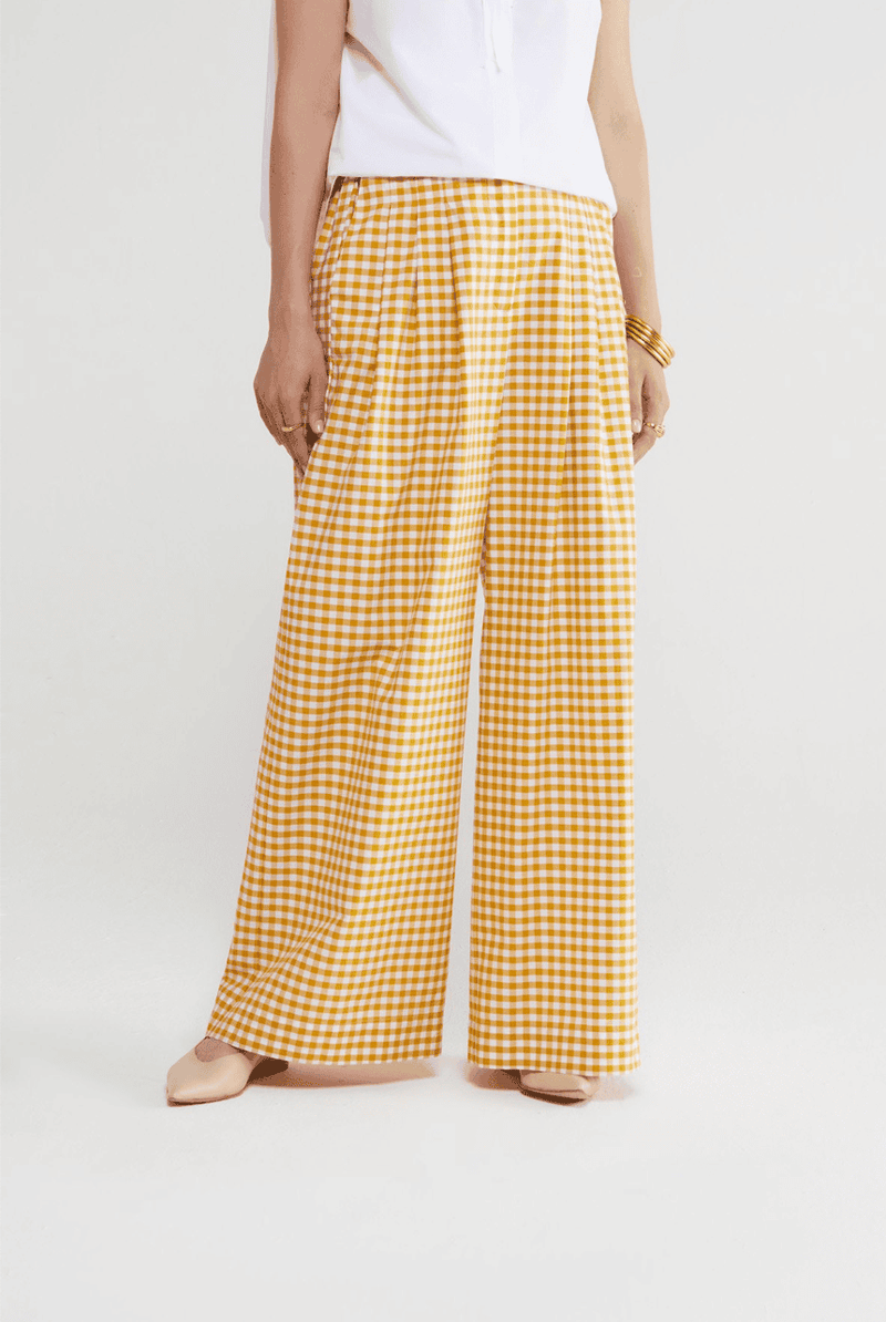 Vichy Cotton Palazzo Trousers