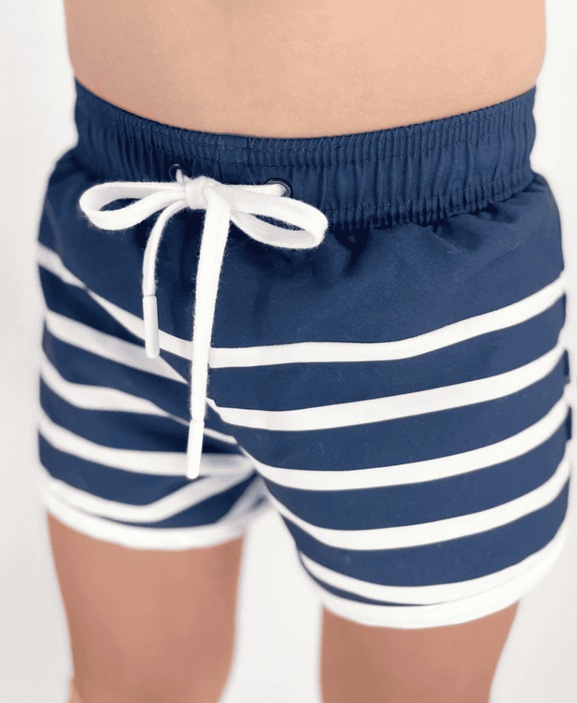 Boys Navy Breton Stripe Boardie