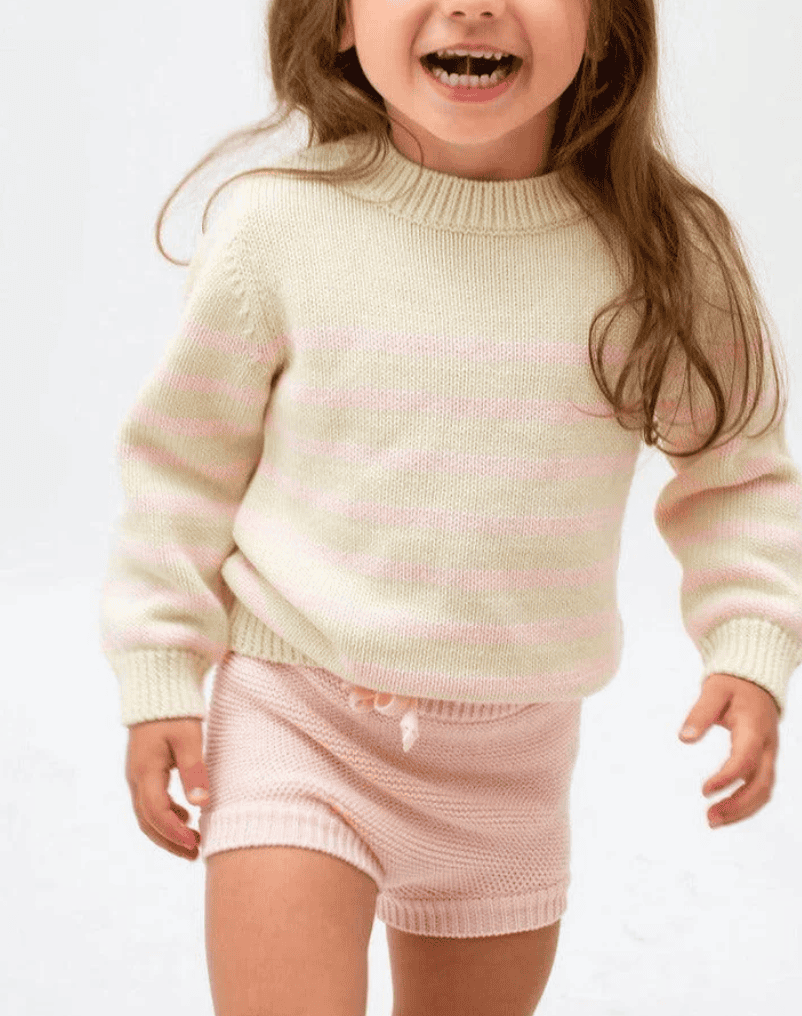 Unisex Cream & Pink Stripe Knit Sweater