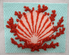 Scallop Shell with Coral in Red