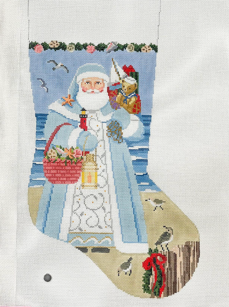 Nautical Santa Blue Stocking