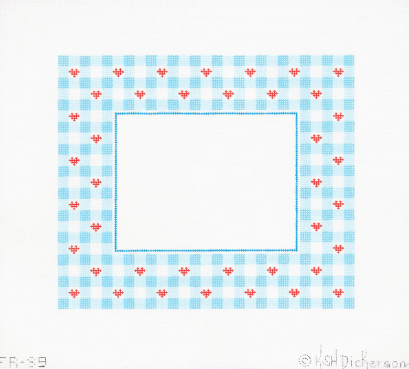 Blue Gingham Heart Frame