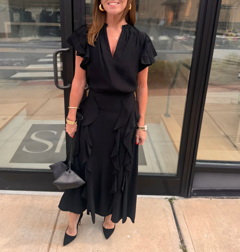 Daya Ruffle Midi Skirt