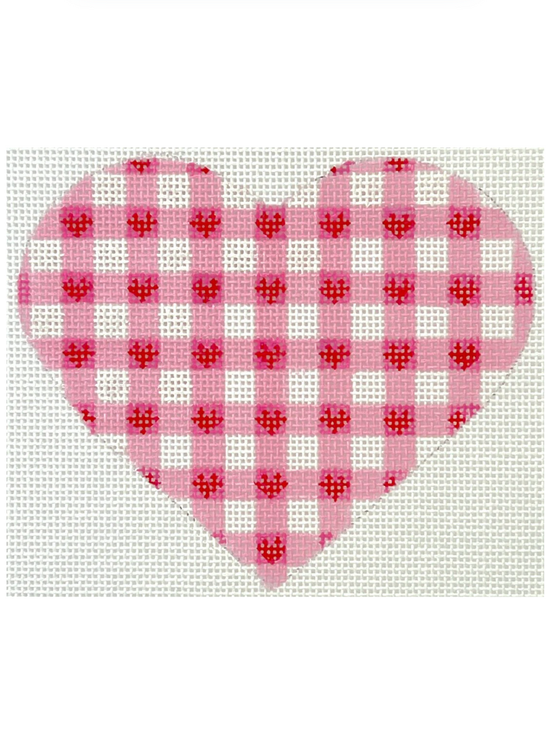 Mini Gingham Pink Red Heart