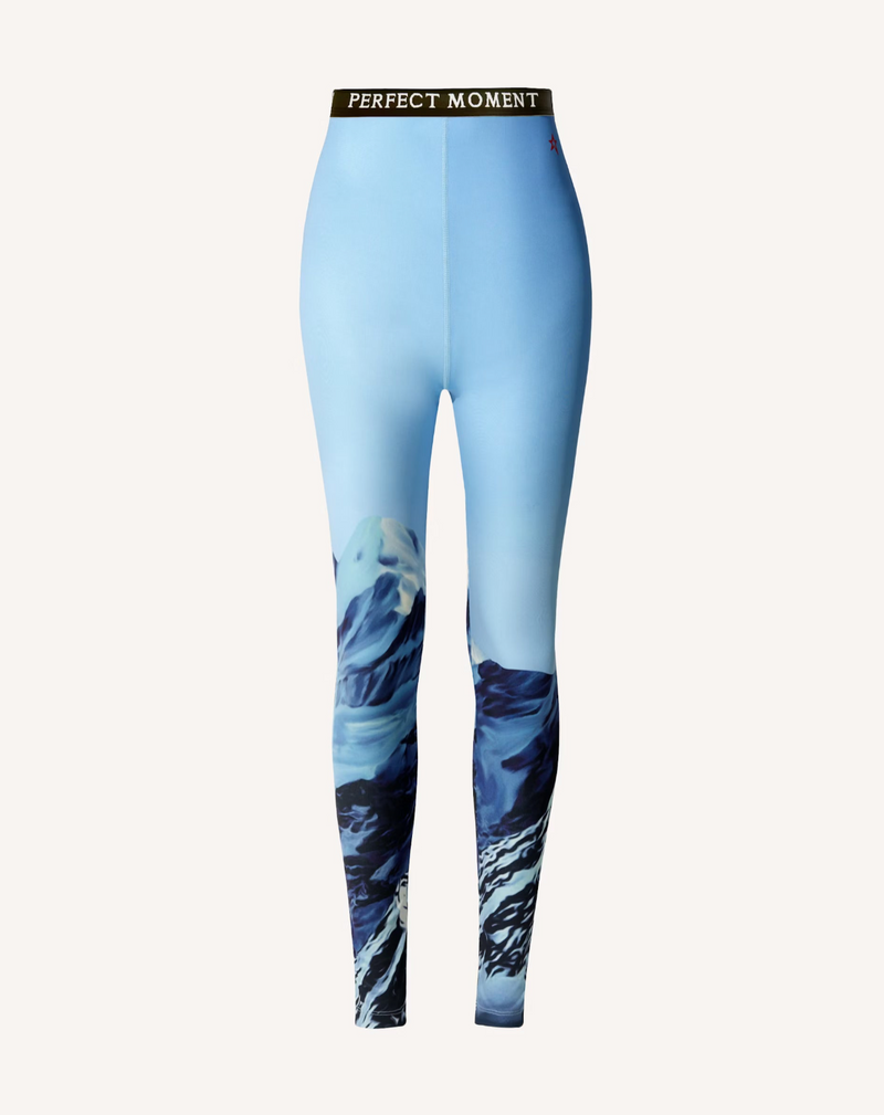 Printed Base Layer Leggings Ski Lift Blue