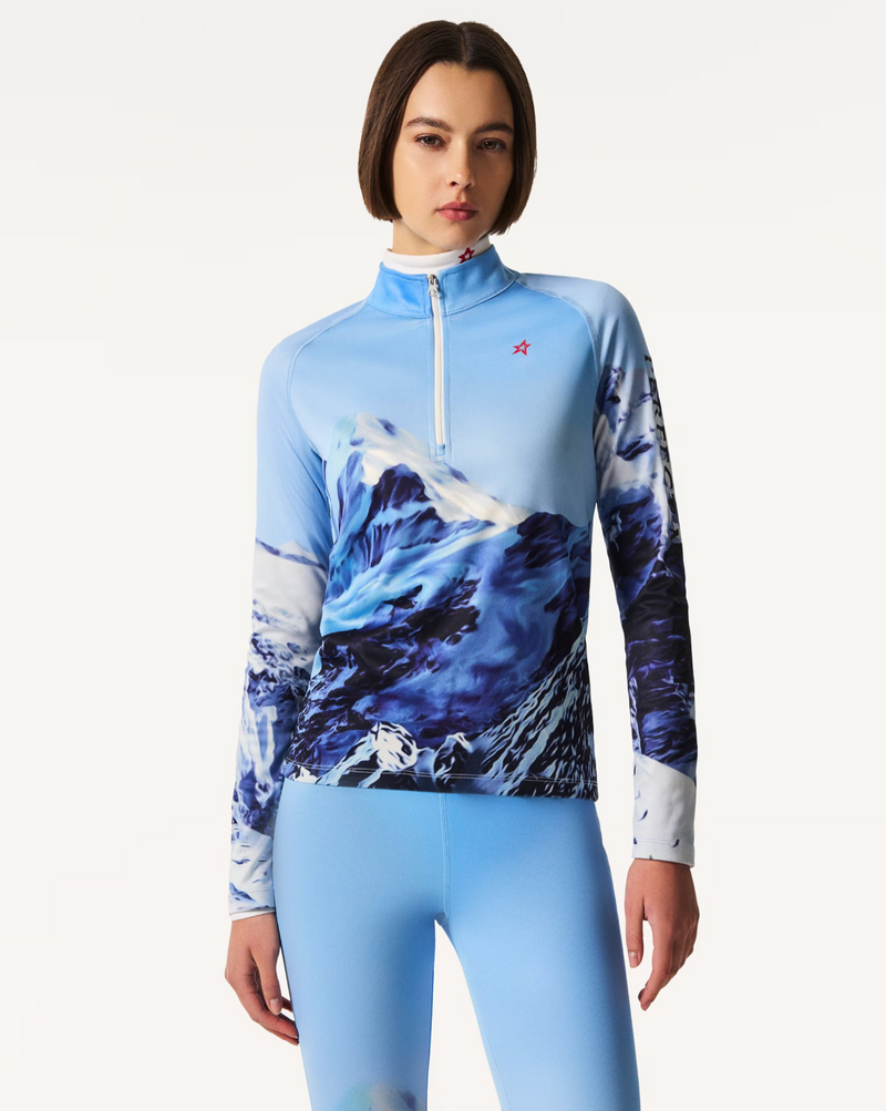 1/4 Zip Base Layer Top Ski Lift Blue