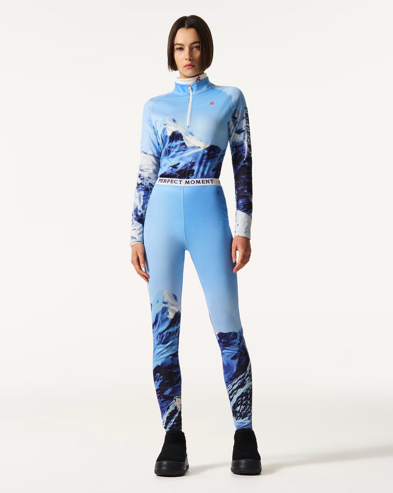 1/4 Zip Base Layer Top Ski Lift Blue