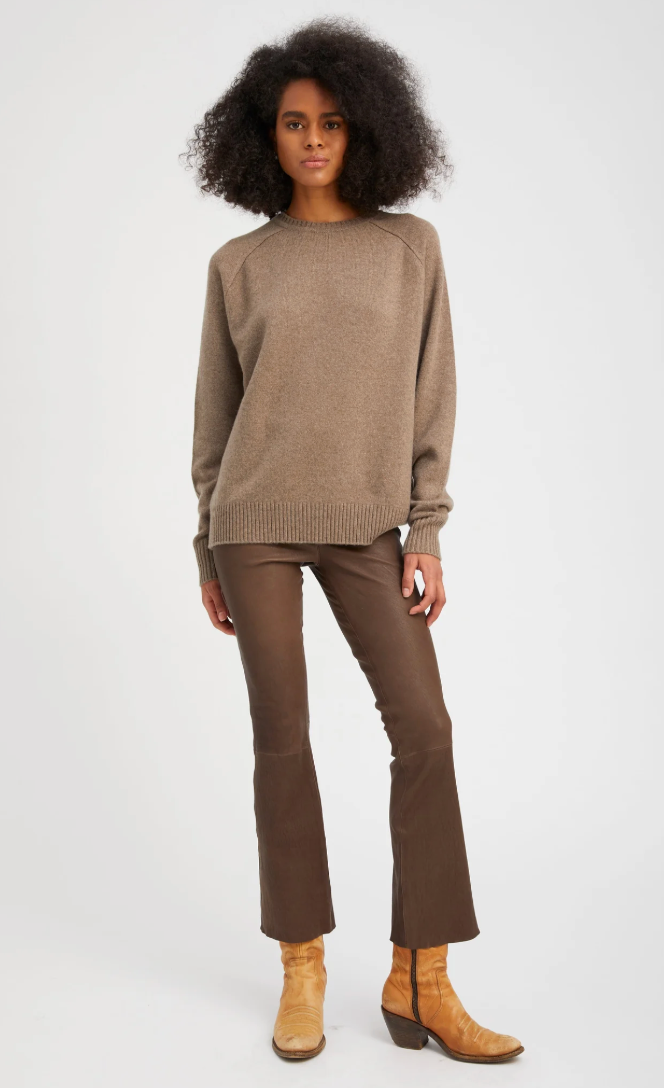 Long Ankle Flare Leather Legging