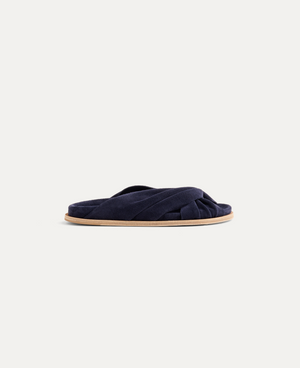 suede flat crossed sandals