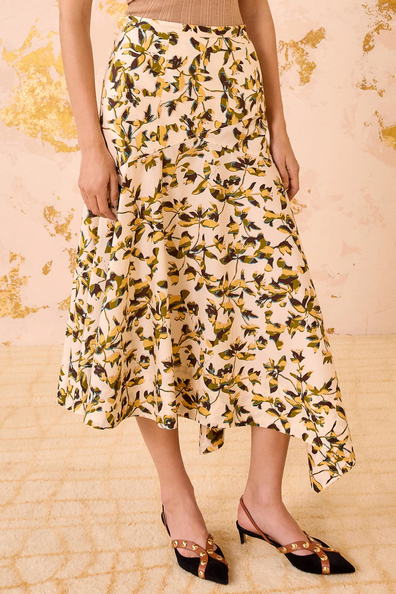 Annika High Waist Asymmetrical Midi Skirt