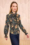 Catroux Silk Long Sleeve Button Front Blouse