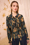 Catroux Silk Long Sleeve Button Front Blouse