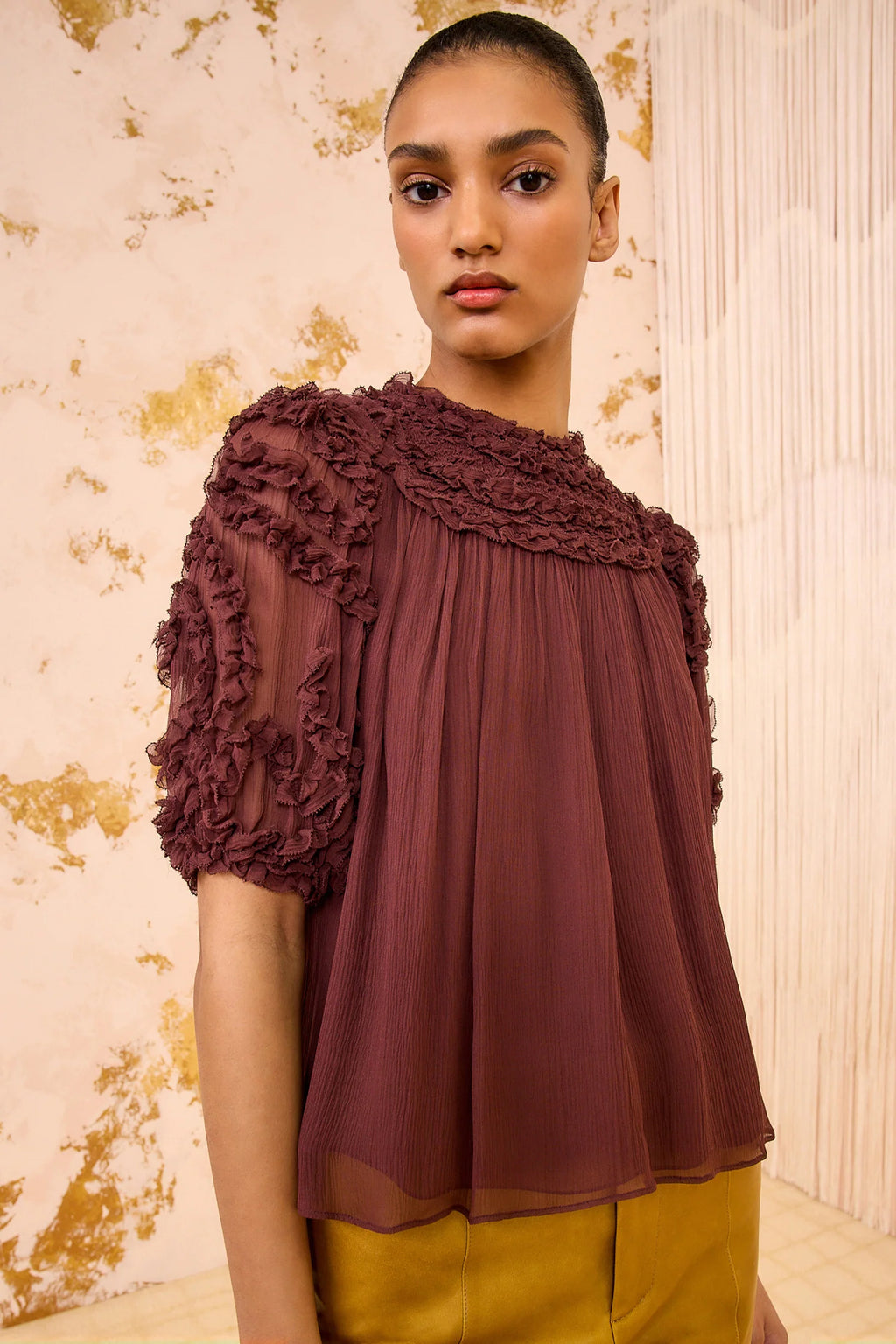 Ulla Johnson Isolda Silk Smocked Short Sleeve Blouse – Erica Wilson Ulla Johnson Isolda Silk Smocked Short Sleeve Blouse – Erica Wilson