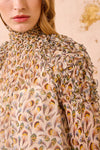 Magdalena Silk Smocked Long Sleeve Blouse