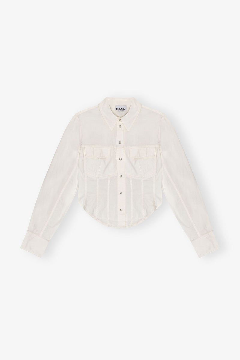 Washed Stretch Cotton Corset Shirt