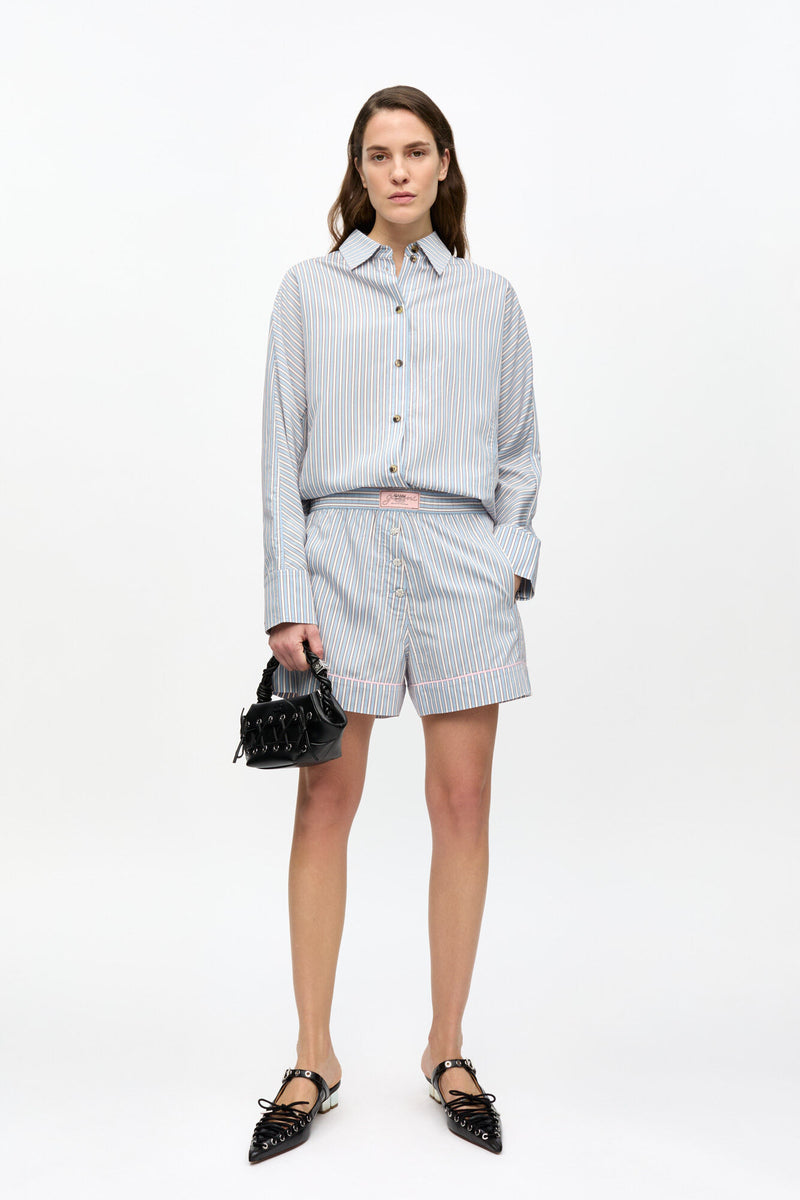 Yarn Dyed Stripe Elasticated Shorts