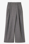Brushed Wool Stripe Mid Waist Pants