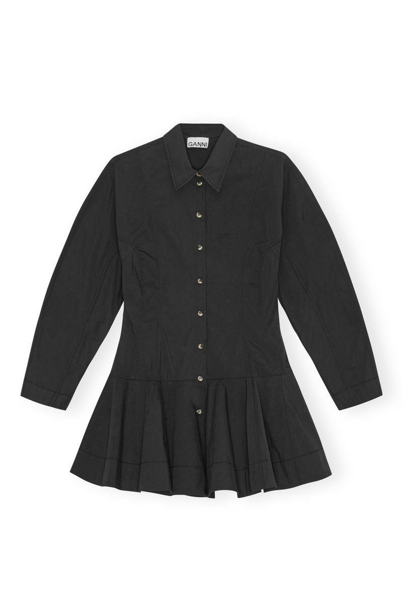 Stretch Cotton Buttoned Mini Dress