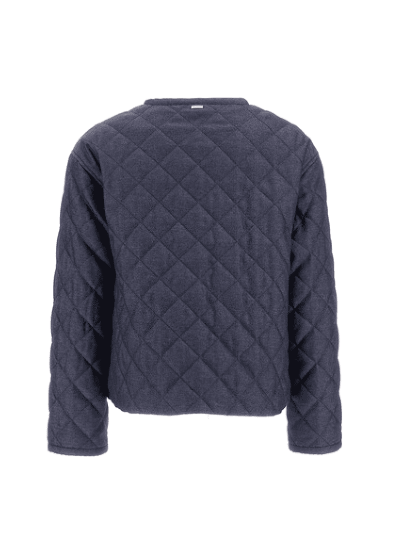 Cotton Denim Effect Diamond Quilted Jacket