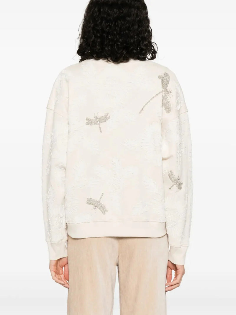 "voila' une fleur" embroidery sweatshirt