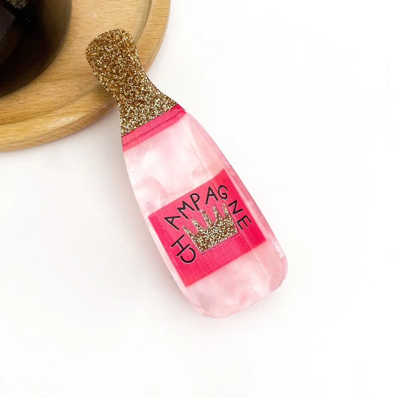 Glitter Champagne Bottle Hair Claw Clip