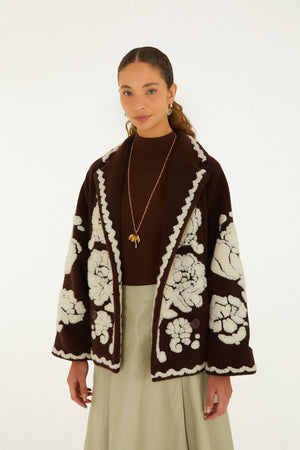 Flowers Brown Coat