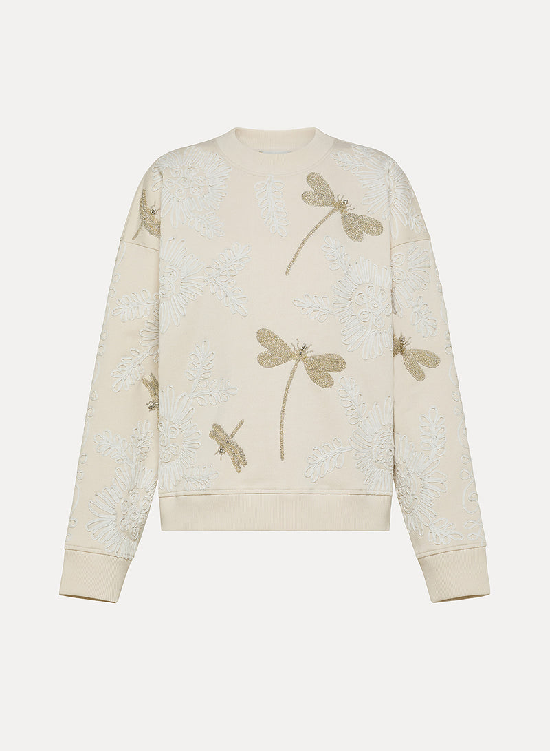 "voila' une fleur" embroidery sweatshirt