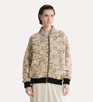"cherry blossom" jacquard bomber