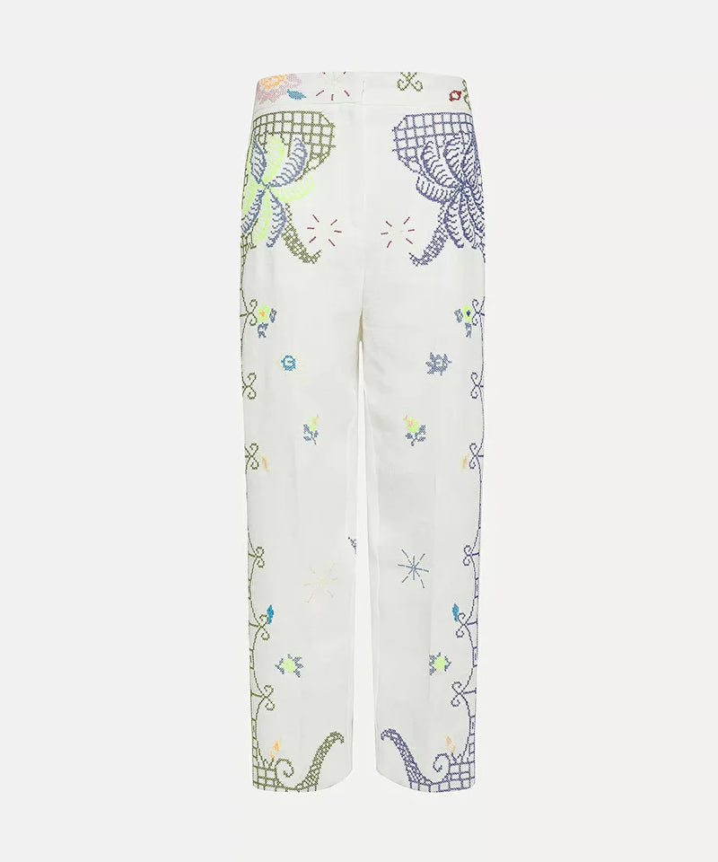 Eden Embroidery Linen Pants