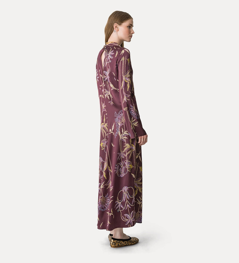 "sogni" print envers satin long sleeves dress