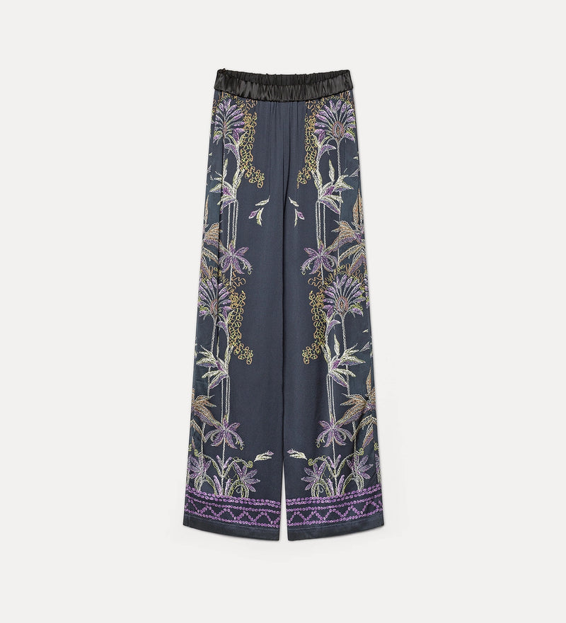 "sogni" print envers satin elasticated pants