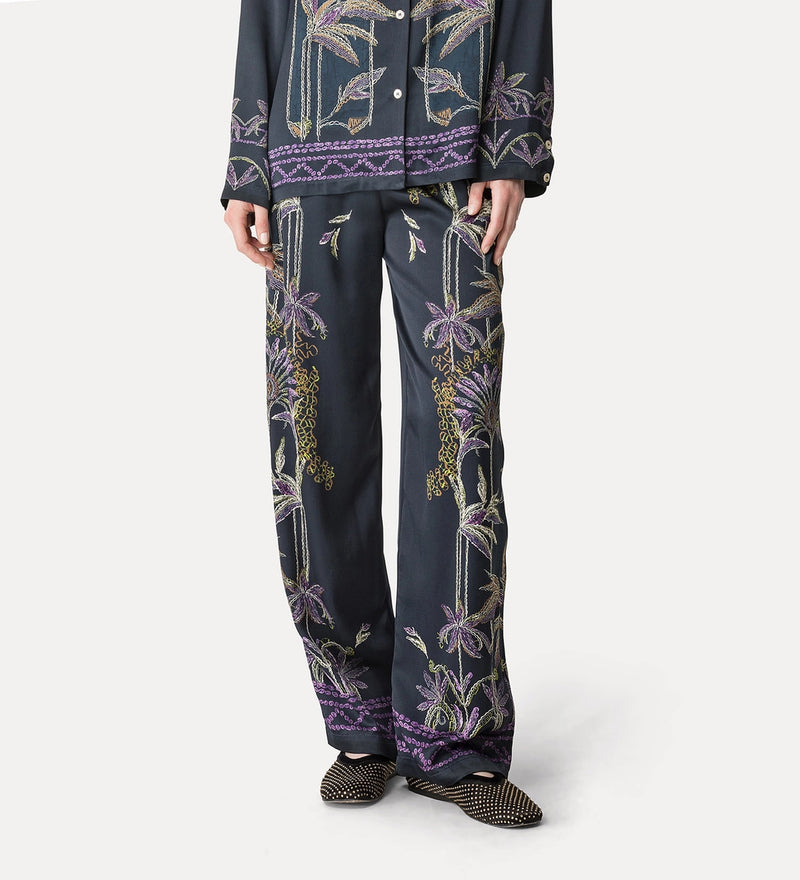 "sogni" print envers satin elasticated pants