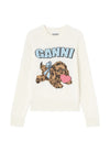 Graphic Wool Mix Fluffy Puppy Love Crewneck