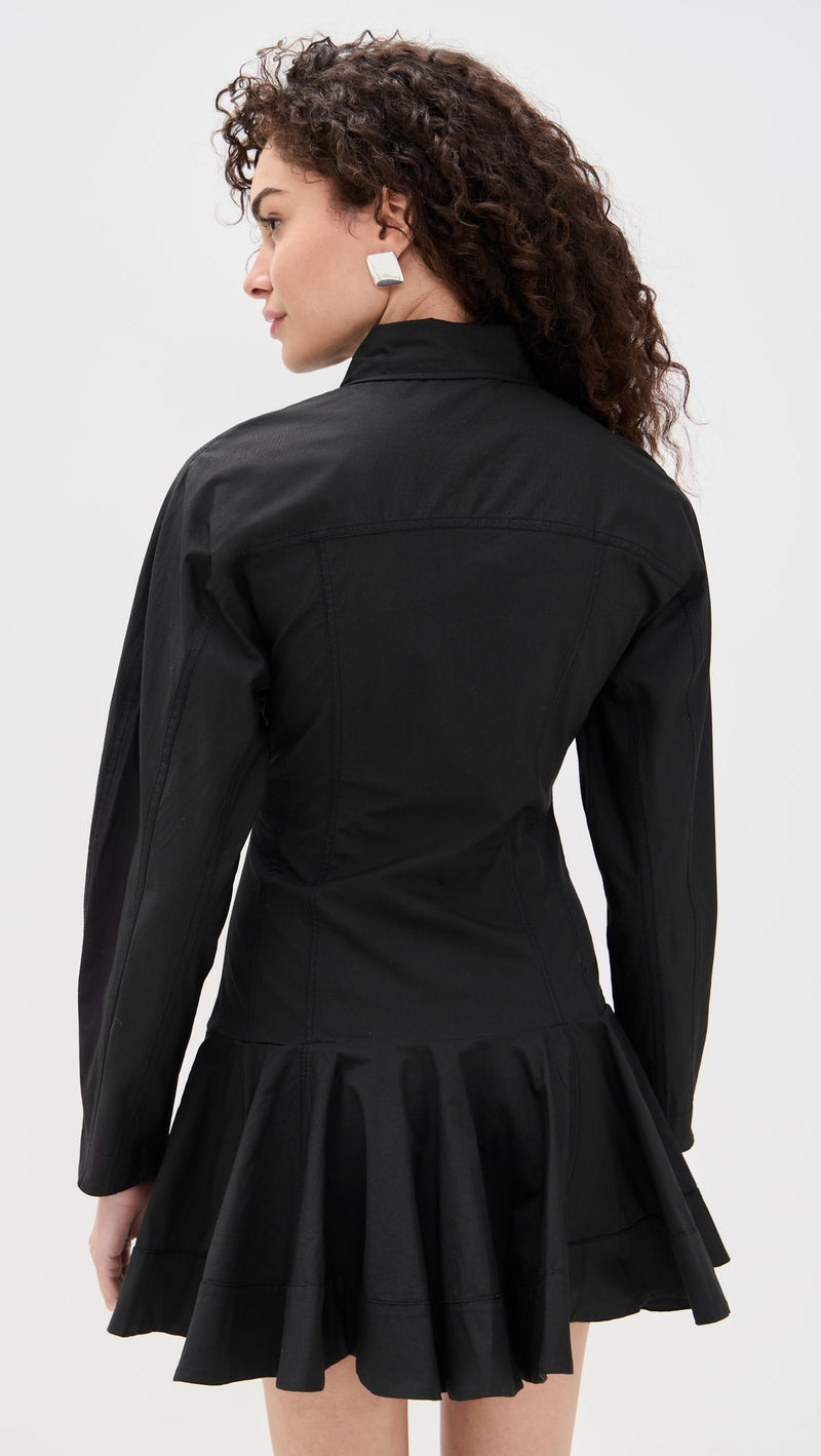 Stretch Cotton Buttoned Mini Dress