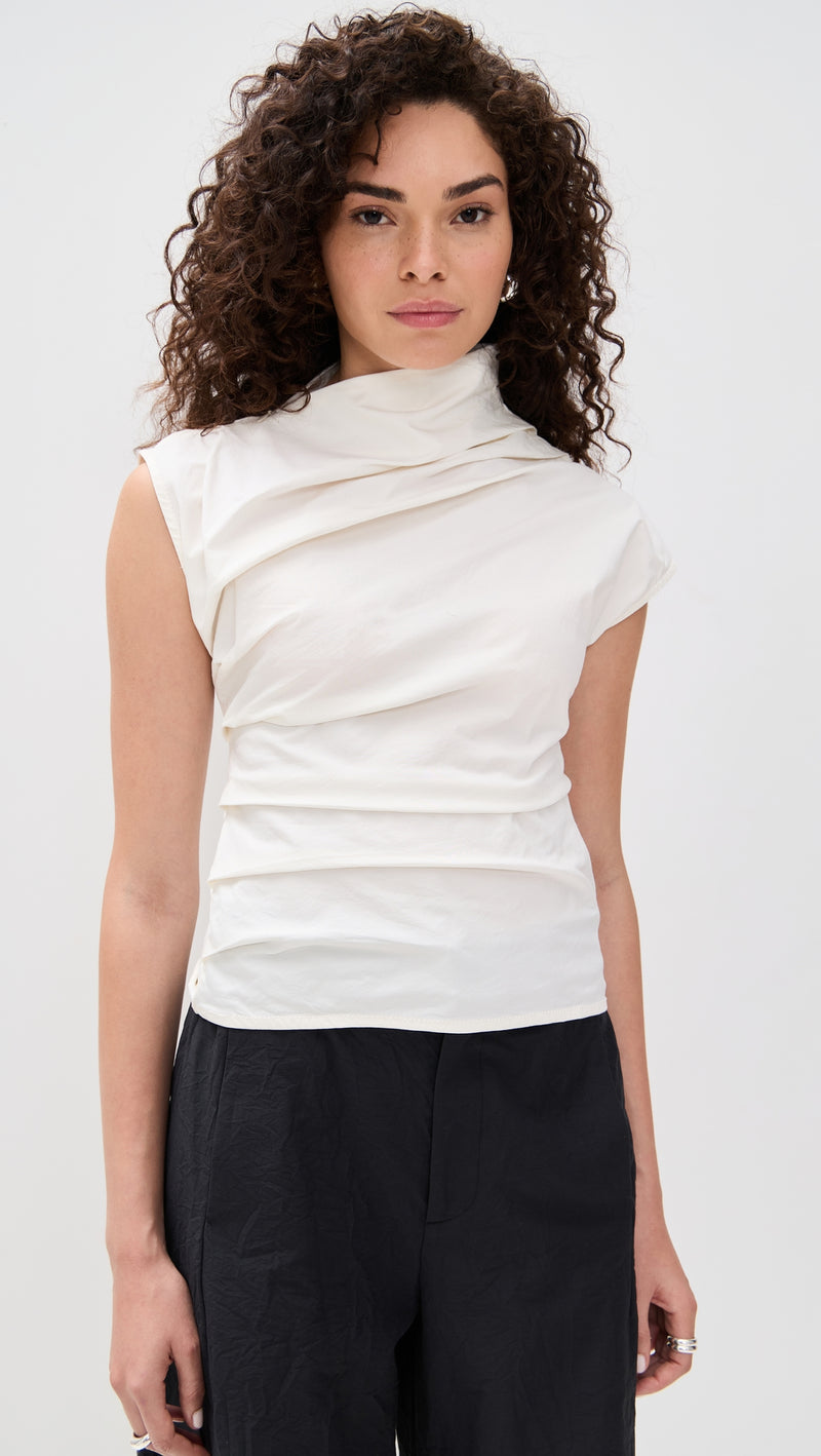 Stretch Cotton Ruched Top