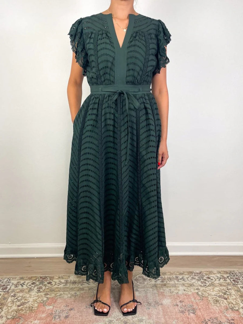 Olga Flutter Sleeve Midi Dress