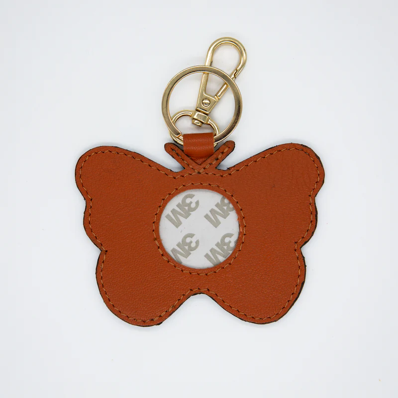 Butterfly Orange Leather Key Fob