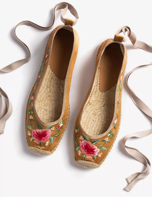 Allegra Butterfly Embroidered Satin Espadrille