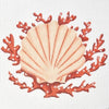 Scallop Shell with Coral in Red