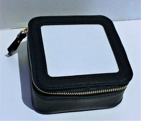 Needlepoint Lee Jewelry Case Leather Black - Canvas Sold